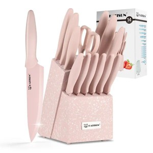 14 Pieces Fancy Rainbow Titanium Coating Kitchen Knife Set - 1 of 4