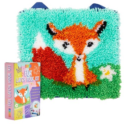 Bright Creations Mini Fox Latch Hook Rug Kit For Kids Crafts, Adults, and Beginners, DIY (12 x 11 In)