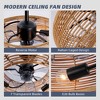 20" Rustic Farmhouse Ceiling Fan with Handwoven Rattan Shade, 3-Light Fixture, 6-Speed Remote for Bedroom, Dining, Cottage, or Loft - 3 of 4