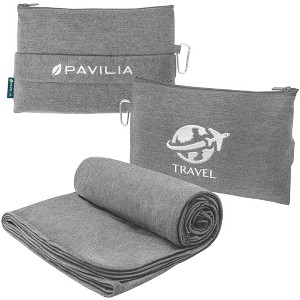 PAVILIA Soft Compact Travel Blanket and Pillow, Foldable Airplane Lightweight Portable Set, Flight Camping Plane Car Gift - 1 of 4