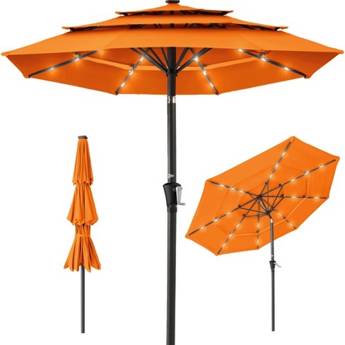 Best Choice Products 10ft 3 tier Solar Patio Umbrella W 24 Led Lights Tilt Adjustment Easy Crank Orange Target