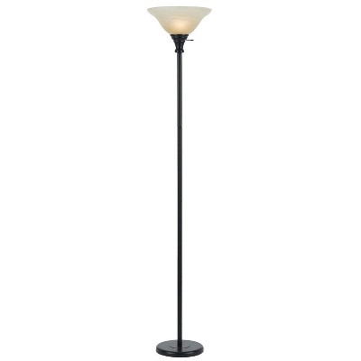 Cal Lighting 150W 3Way Torchiere W/ Glass Shd - Dark Bronze