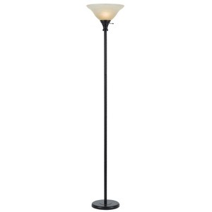 Cal Lighting 150W 3Way Torchiere W/ Glass Shd - Dark Bronze - 1 of 2