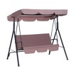PAGED Outdoor Swing Chair with 3 Throw Pillows and Adjustable Canopy,Porch Swing with Cushion for Patio,Porch,3-Seat - 2 of 4
