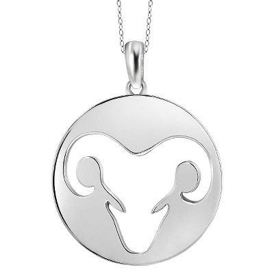Aquarius Aries Pendant Necklace in Sterling Silver - 18"