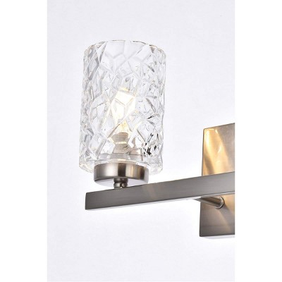 Cassie Satin Nickel 2-Light Wall Sconce with Clear Glass Shade