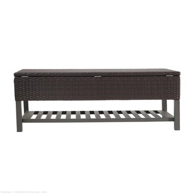 Brown Multi Rattan Storage Bench, Spacious, for Entryway & Patio : Target