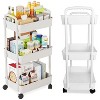 LunaLulinlk Bathroom Cart with Wheels Kitchen Small Storage Cart 3 Tier Rack Rolling Cart Organizer Shelf, White - 2 of 4
