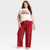 Women's Plaid Microfleece Holiday Matching Family Pajama Pants - Wondershop™ Red - 3 of 4