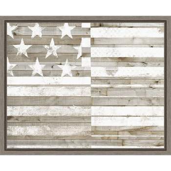 Amanti Art 20"x16" American Flag (Rustic) by Studio with Framed Canvas Wall Art Print
