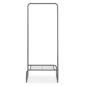 Whitmor Garment Rack with Shelf Black: Portable Storage & Organization, Iron & ABS, 59.5" Height, 13" Cube Compatible - 1 of 4
