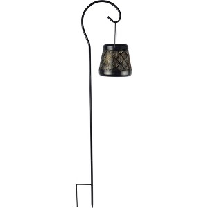 Moonelit Creations Solar LED Lantern with Shepherd Hook Light Stake Black - 1 of 4