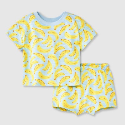Image of Baby Boys' Banana Top & Bottom Set - Cat & Jack™ Blue 12M