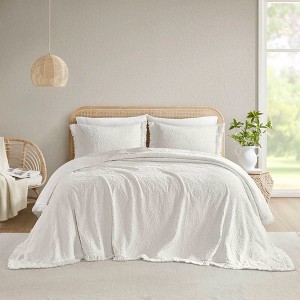 Sapphtopaz 3 Pcs Cotton Comforter Set Cozy Bedding Set, Bedspread Set Premium Cotton Poly Blend, 1 Bedspread, 2 Pillow Shams, Machine Washable - 1 of 4