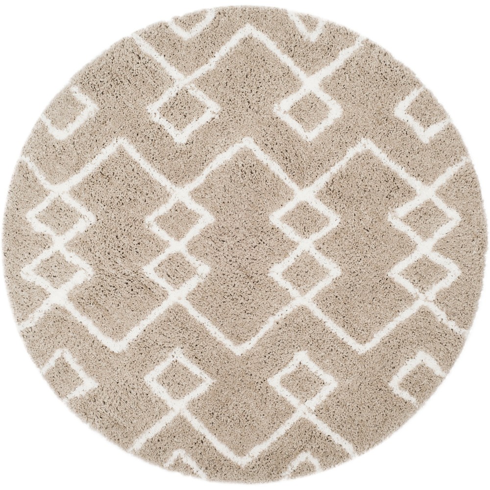 5' Geometric Design Tufted Round Area Rug Silver/Tan - Safavieh