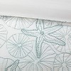 Sapphtopaz 4 Piece Comforter Set Ocean Style Cotton Fresh Simple Seafoam Seashell Embroidered Details Cotton Oversized Quilt Set, White - 3 of 4