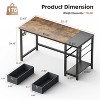 40 Inch Computer Desk with Drawers, Home Office Desk Writing Desk Work PC Table Study Desk with 2-Tier Drawers Storage Shelf Side Hook-The Pop Home - 4 of 4