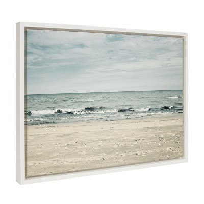 Sylvie Beach Framed Canvas Print in White Polystyrene Frame, 18x24