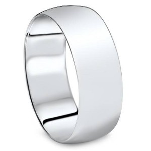 Pompeii3 8mm Dome High Polished Wedding Plain Band 14K White Gold Comfort Fit Ring - 1 of 3