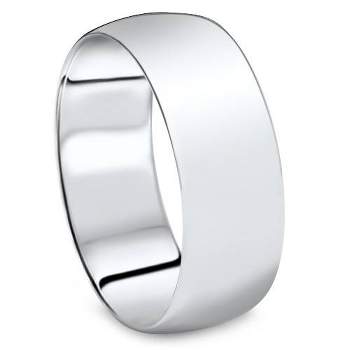 Pompeii3 8mm Dome High Polished Wedding Plain Band 14K White Gold Comfort Fit Ring