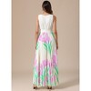 INSPIRE CHIC Women's Pleated Square Neck Sleeveless High Waist Casual Floral Flare A-Line Maxi Dress - 3 of 4