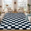 Plush Fluffy Living Room Rugs, Geometric Checkered Soft Fuzzy Bedroom Rug, Shag Floor Carpet for Nursery Kids Room - 2 of 4