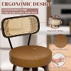 DYHOME 26 Inches Swivel Counter Height Bar Stools with PE Rattan Back, Faux Leather Upholstered Bar Chairs, Set of 4 - 3 of 4