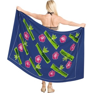 LA LEELA Women's Summer Sarong Bikini Wraps Cover up Skirt Wrap Bathing suit Swimwear Swimsuit Beach Coverup for Women One Size Blue, Floral - 1 of 4