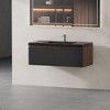 Christopher Knight Home Annabelle Modern Wood Striped Wall-Mounted Bathroom Vanity with Soft-Close Drawer and Quartz Sand Basin - 2 of 4