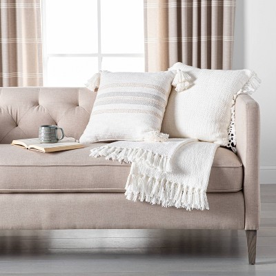 Knotted Fringe Throw Blanket White - Hearth &#38; Hand&#8482; with Magnolia