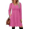 Long Sleeve V-Neck Sweater Dress 2025, Women's Empire Waist Babydoll Fall Dress with Pockets Pink - 2 of 4