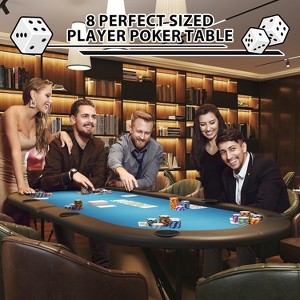 8 Player Oval Poker Game Table for Texas Holdem Poker and Blackjack, 71in Portable Poker Table with Collapsible Legs, Padded Rails & Cup Holders - 1 of 4