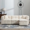 87.7" Sectional Sofa Cozy Teddy Fleece Fabric Sectional Sofa Couch with Two USB Ports a Movable Storage Ottoman,White - 2 of 4