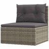 vidaXL Patio Middle Sofa with Cushions Gray Poly Rattan - 2 of 4