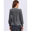 INSPIRE CHIC Women's Velvet Casual Round Neck Puff Long Sleeve Blouse - 3 of 4