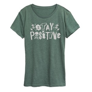 Women's - Instant Message - Stay Positive Punk Short Sleeve Graphic T-Shirt - 1 of 4