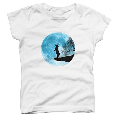 Girl's Design By Humans Moon Bunny By Maryedenoa T-Shirt