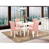 HomeStock 5-Piece Linen White Finish Solid Wood Top - Square Dining Room Set - Seats 4 - 2 of 4