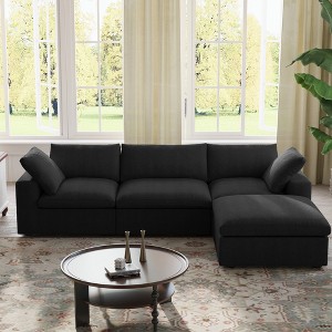 WJShome 4Piece Sectional Sofa Couch,120.45" Down Filled Cloud Modular Couch with Storage Ottoman - 1 of 4