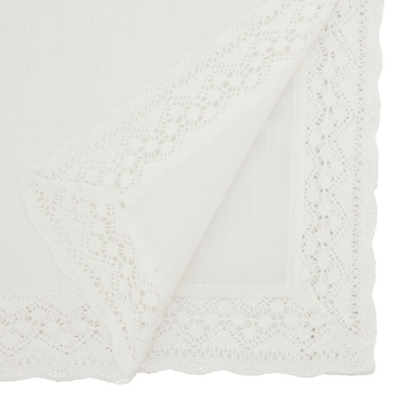 Saro Lifestyle Table Runner with Lace Border Design, 16"x72", White, 2 of 4