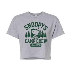 Women's - Peanuts - Snoopys Camp Crew Cropped Graphic T-Shirt - 1 of 4