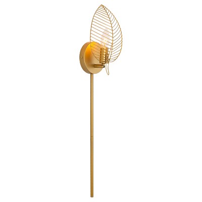 River of Goods 28.75" Theo Leaf Shade Plug-In Wall Sconce : Contemporary Metal Dome Light Fixture, UL Listed