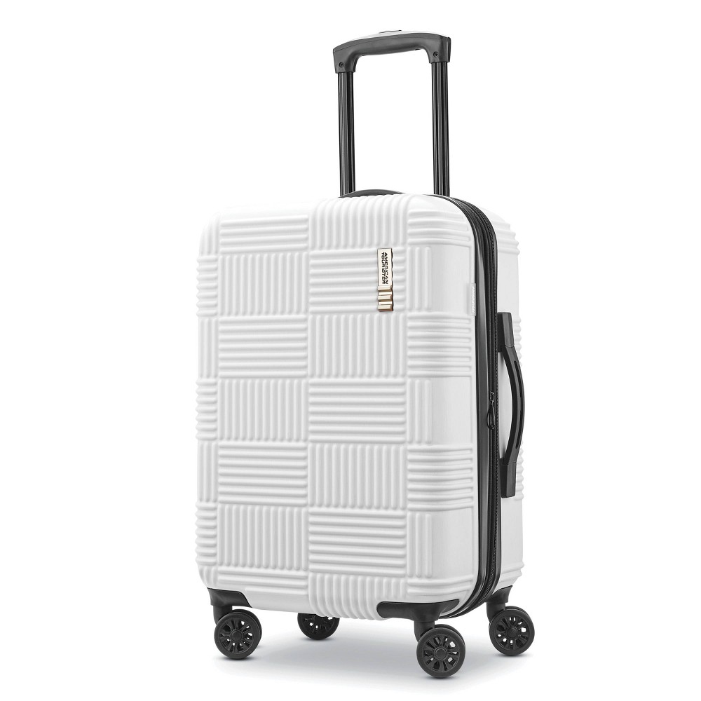 American Tourister NXT Checkered Hardside Carry On Spinner Suitcase - White