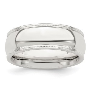 Black Bow Jewelry Men's 7mm Sterling Silver Half Round Milgrain Edge Comfort Fit Band - 1 of 4