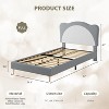 Upholstered Bed Frame for Kids - with Adjustable Scallop Headboard, Cute Velvet Princess Platform Bed, Solid Wood Slats Support, No Box Spring Needed - 2 of 4