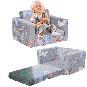 Inhand Kids Sofa, 2-in-1 Soft Toddler Couch Fold Out, Toddler Chair Comfy with Cute Designs, Convertible Sofa to Lounger for Girls and Boys - 1 of 4