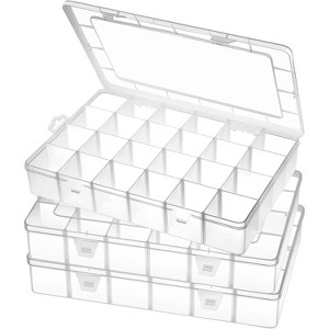 Large 24-Grid Plastic Organizer Box with Adjustable Dividers for Small Parts - 1 of 4