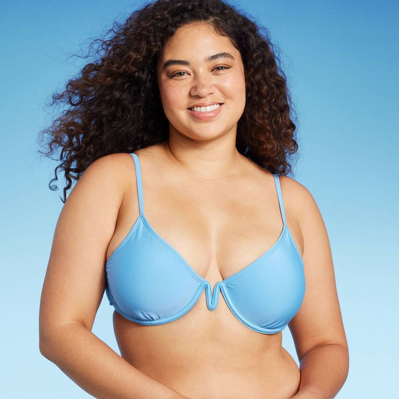 Women's V-Front Underwire Bikini Top - Wild Fable™ Bright Blue, 5 of 19