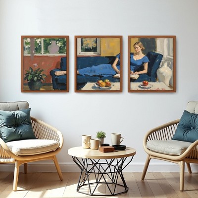 Simple Triple Black MDF Frame Art, 30x40cm, Home Wall Hanging Decorative Piece