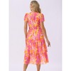 INSPIRE CHIC Women's Floral V Neck Short Sleeve Ruffle Tiered Layered Swing Summer Midi Dress - 4 of 4